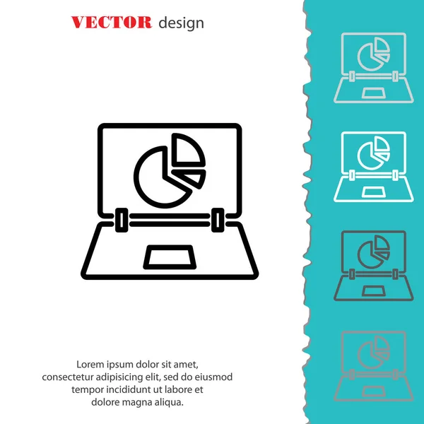 Ordinateur portable et icône graphique à secteurs — Image vectorielle