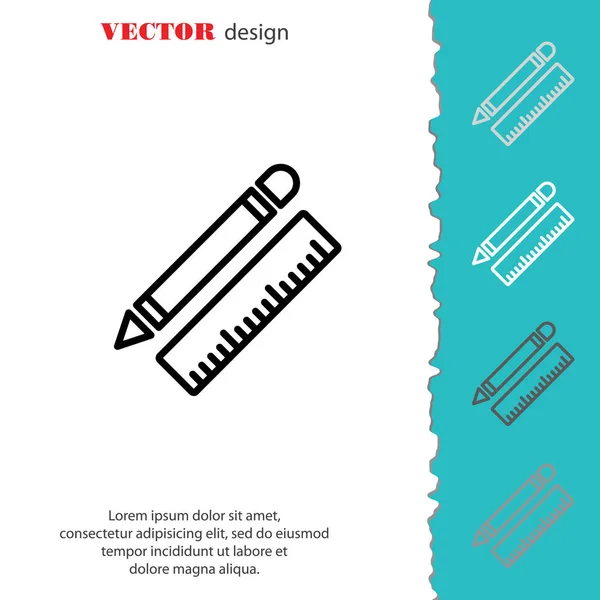 Regla y lápiz icono — Vector de stock