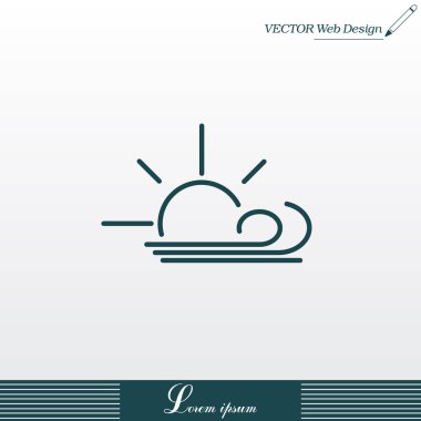 rüzgarlı ve güneşli düz simgesi 