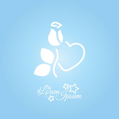 Gül ve kalp düz simgesi 