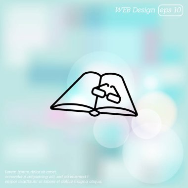 Gözlük ve kitap düz simgesi 