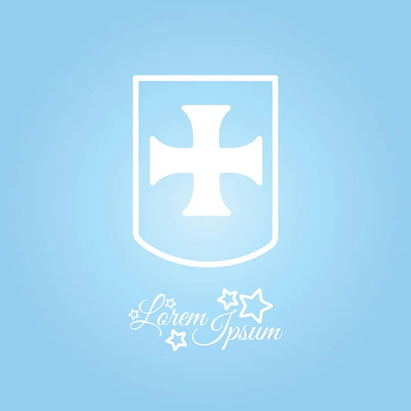 Escudo con icono de cruz plana — Archivo Imágenes Vectoriales