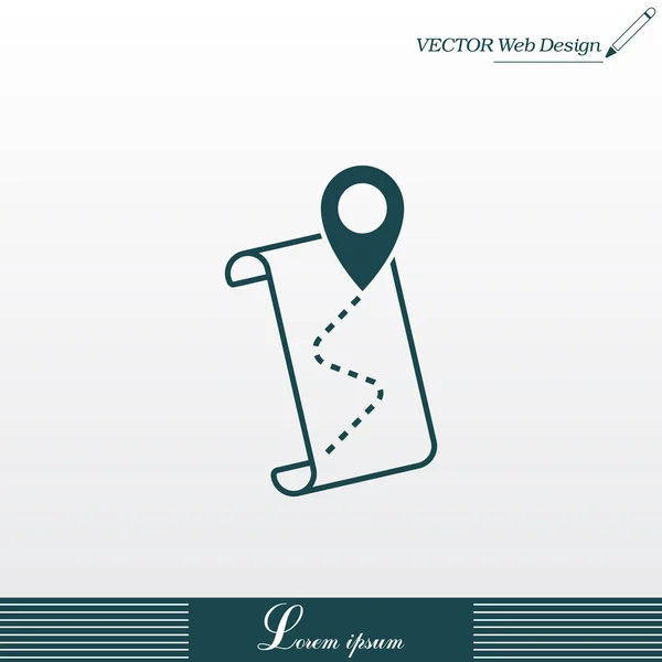 Icono del puntero y mapa de ruta — Vector de stock