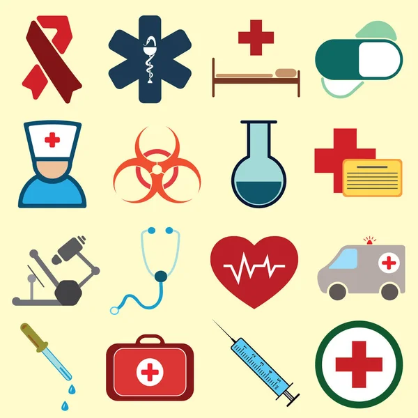 Iconos médicos de color — Vector de stock