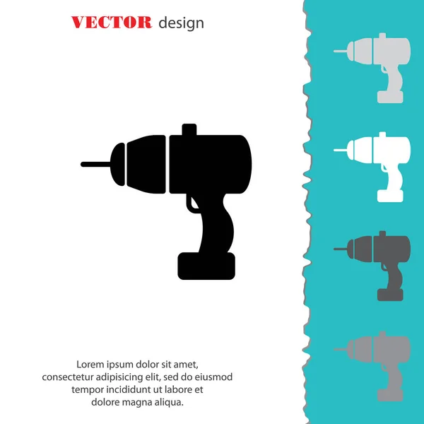 Destornillador eléctrico icono plano — Vector de stock