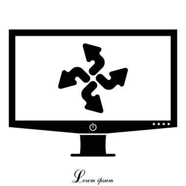 Tv ekran düz simgesi okları