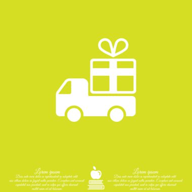 Hediye düz simgesi ile kamyon
