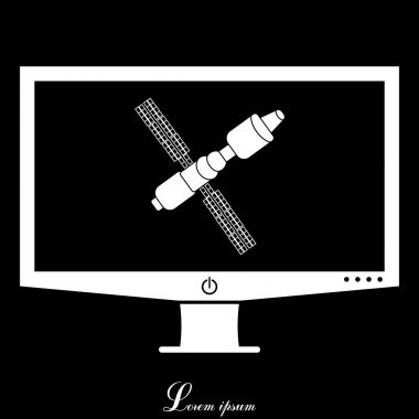 Uydu tv ekran düz simgesini