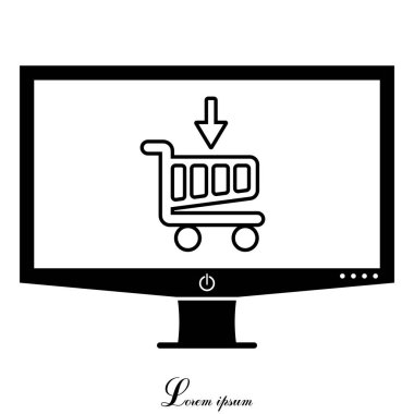 Alışveriş arabasının düz simgesi