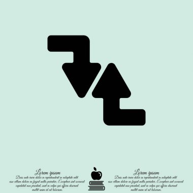 Oklar sağ aşağı ve sağ sol yukarı düz simgesi