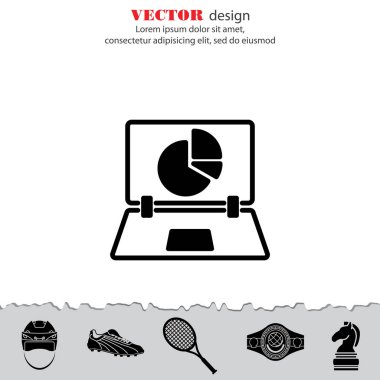 Dizüstü bilgisayar ve börek düz simgesi