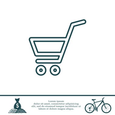 Alışveriş arabasının düz simgesi