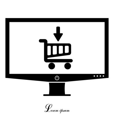 Alışveriş arabasının düz simgesi