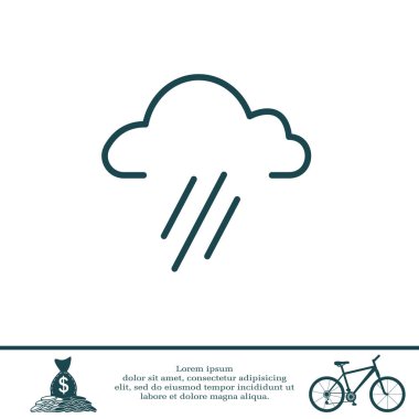 Bulut yağmur düz simgesi