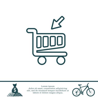 Alışveriş arabasının düz simgesi
