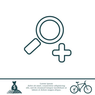 Yakınlaştırma Büyüteç düz simgesi