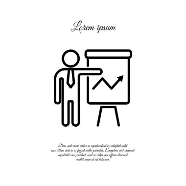 adam ve flipchart düz simgesi