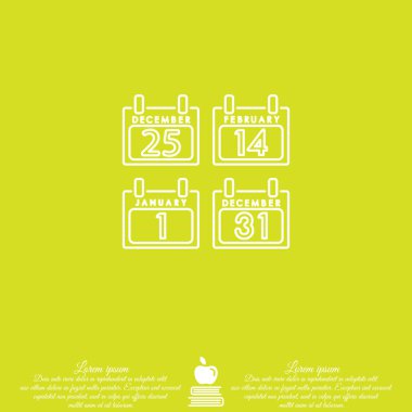 düz takvim simge kümesi