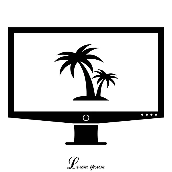 Palme sullo schermo TV icona piatta — Vettoriale Stock