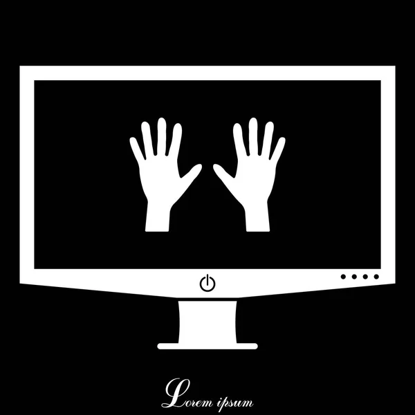 Mani sullo schermo icona piatta — Vettoriale Stock