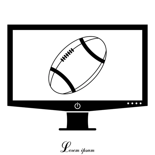 Bola de futebol americano no ícone de tela — Vetor de Stock