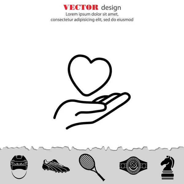 Szív a kezében ikon — Stock Vector