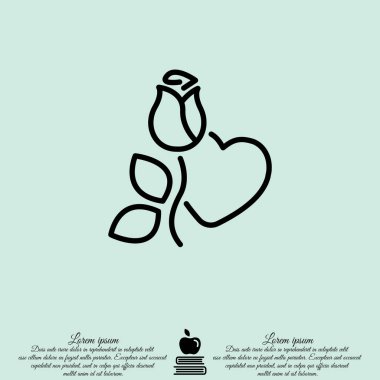 Gül ve kalp simgesi