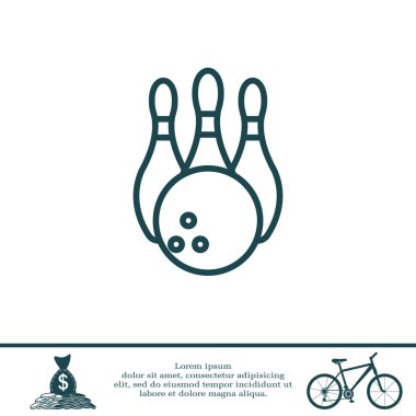 Bowling, top ve skittles simgesi