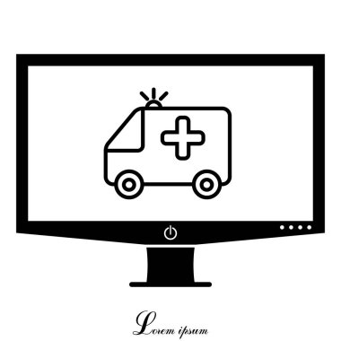 Ambulans düz simgesi