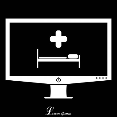 Hastane yatağında ve çapraz simgesi