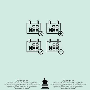 düz takvim simge kümesi