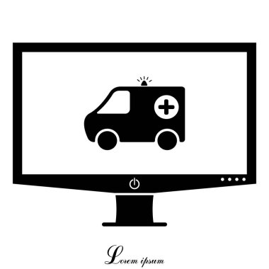 Ambulans düz simgesi