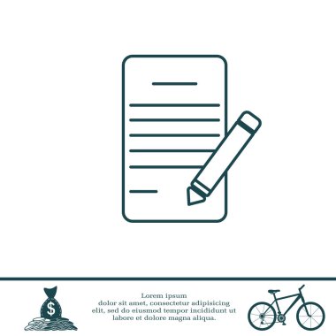 Yazı defteri ve kalem satırı simgesi