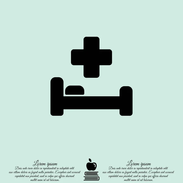 Cama de hospital y cruz icono Web — Vector de stock