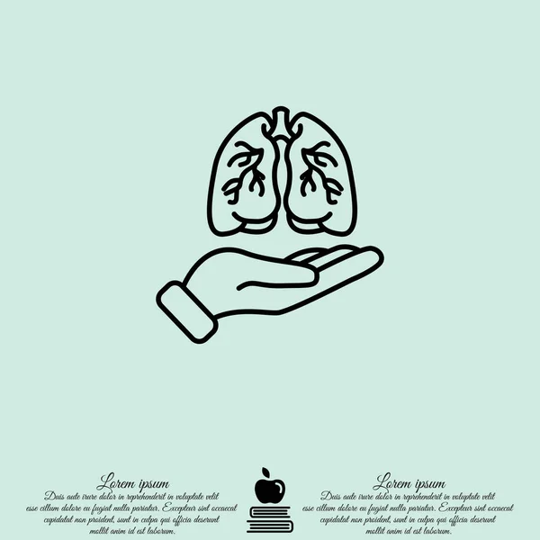 Longen in pictogram van een hand. — Stockvector