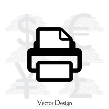 Tv ekran düz simgesi yazıcıda