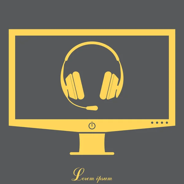 Auriculares icono plano — Vector de stock