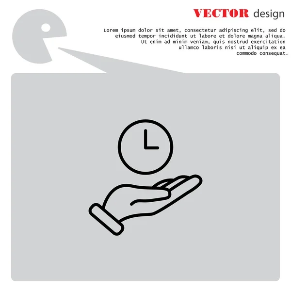 Klok in de hand pictogram — Stockvector