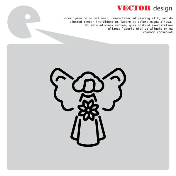 Angel with flower icon — Stock Vector