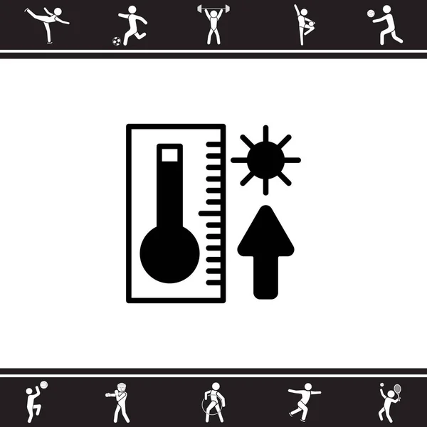 Thermometer mit Web-Symbol für hohe Temperaturen — Stockvektor