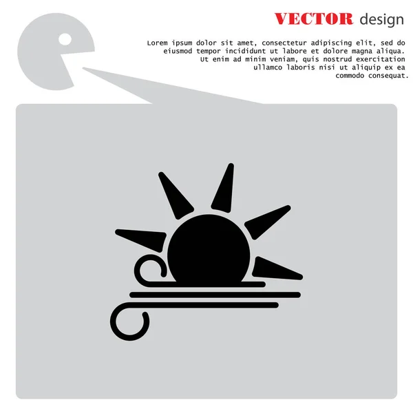 Sol y viento icono — Vector de stock