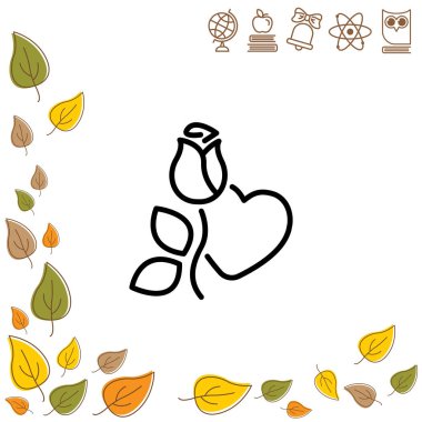 Gül ve kalp simgesi