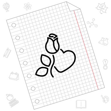 Gül ve kalp simgesi