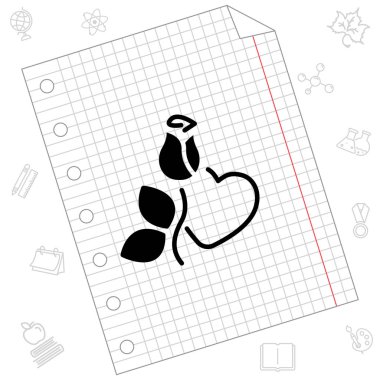 Gül ve kalp simgesi