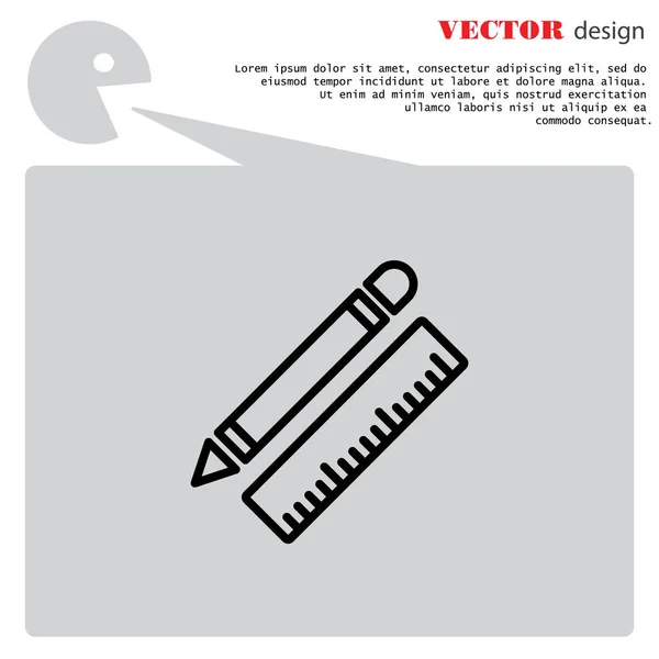 Satz von Lineal und Bleistift-Symbolen — Stockvektor