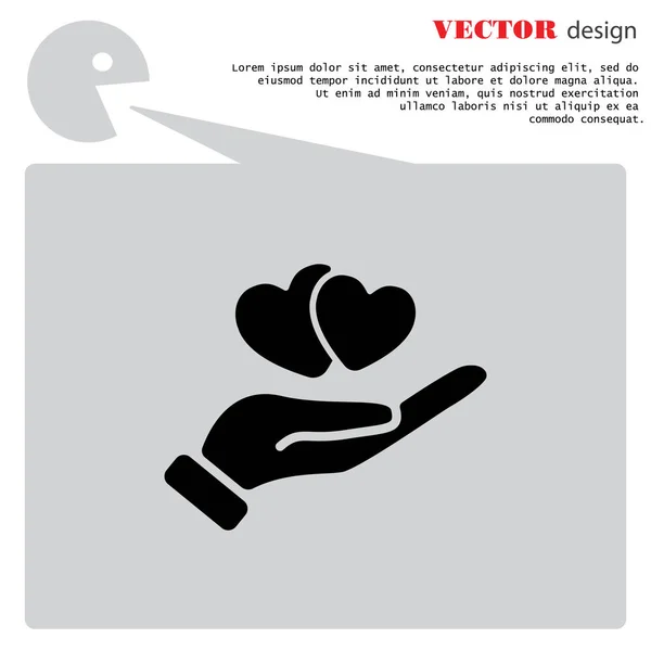 Harten in de hand pictogram — Stockvector