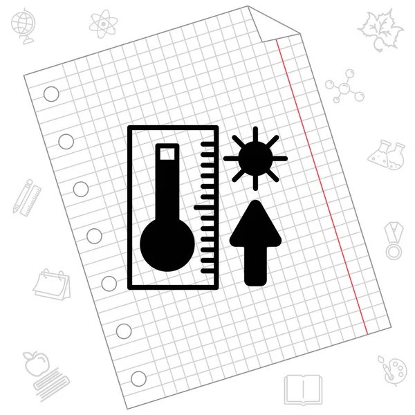 Thermomètre avec icône web haute température — Image vectorielle