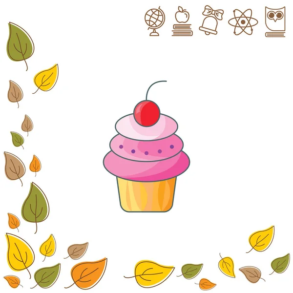 Cake with cherry icon — Stock Vector
