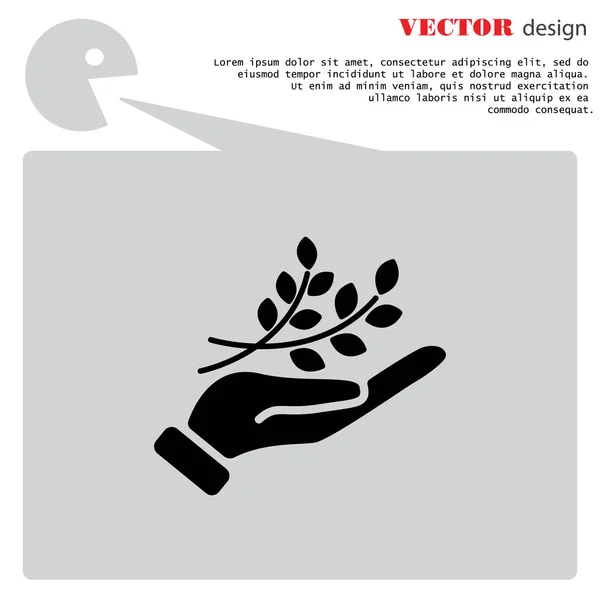 Branch in hand icon — Stock Vector