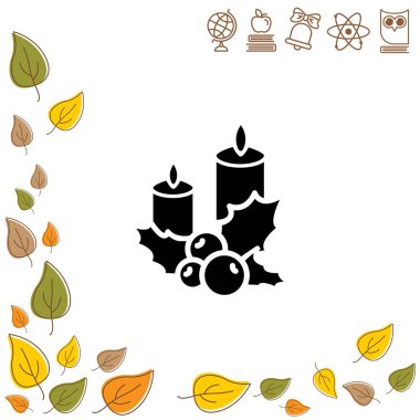 Noel mumlar ve holly Karpuzu simgesi